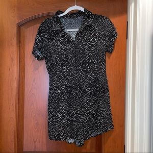 Black a& White polka dot romper